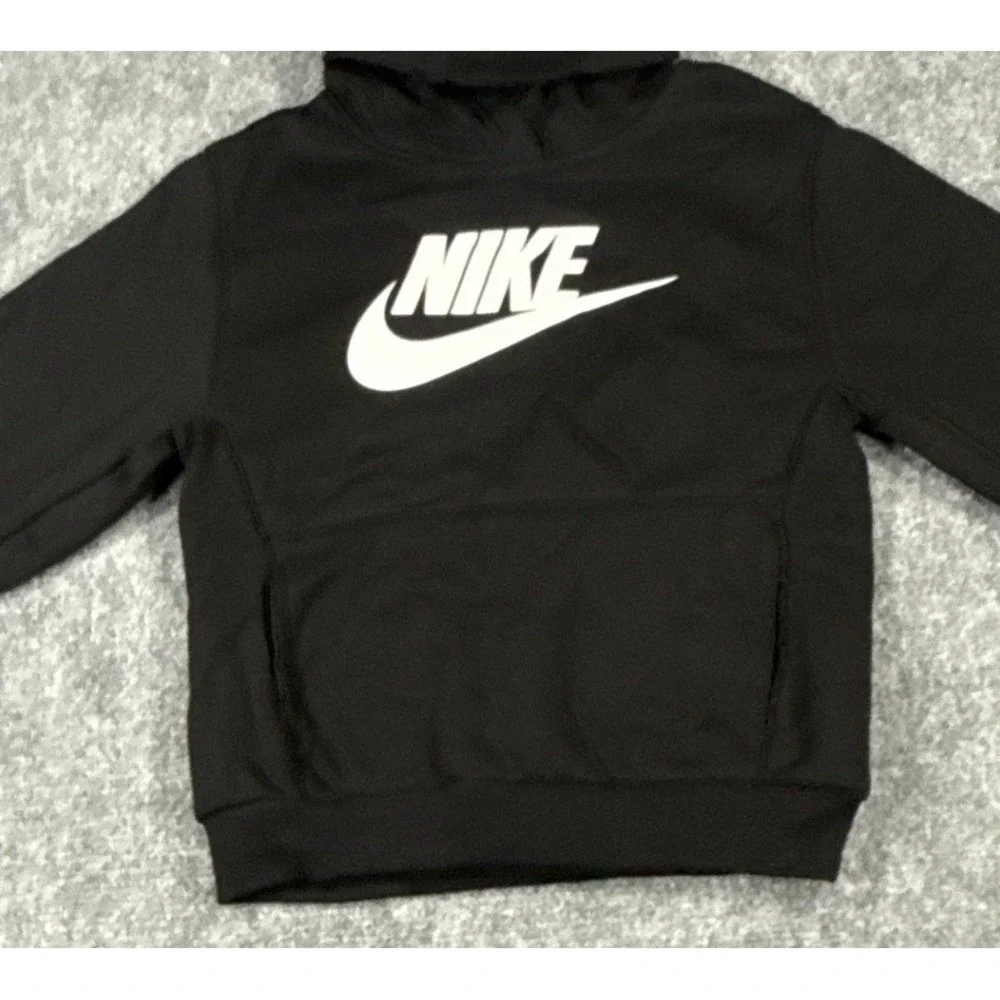 Nike Boys Size 6/7 Large Black Futura Logo Pullover Hoodie Sweatshirt NWT